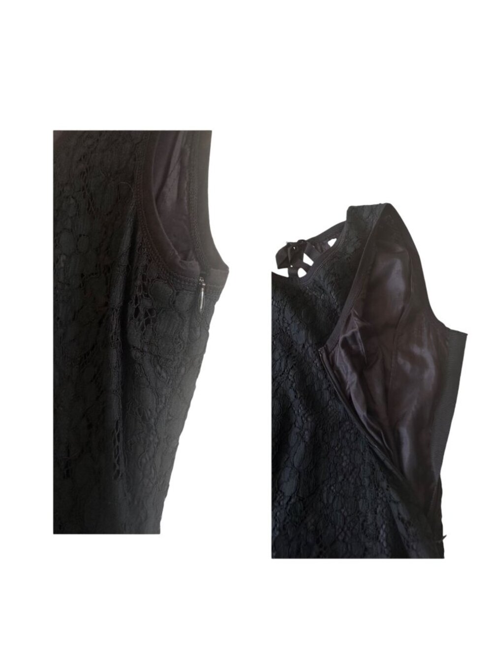 Prada Black Lace Dress Navy Underlayer Italy 44 Never Worn Garment Bag - Picture 12 of 15
